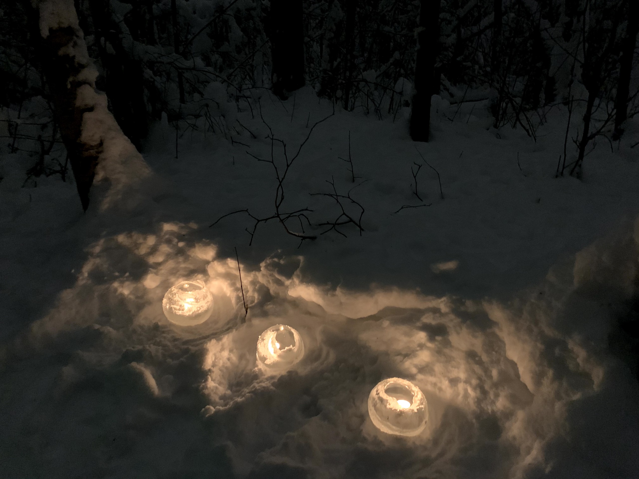 ice lanterns in the snow